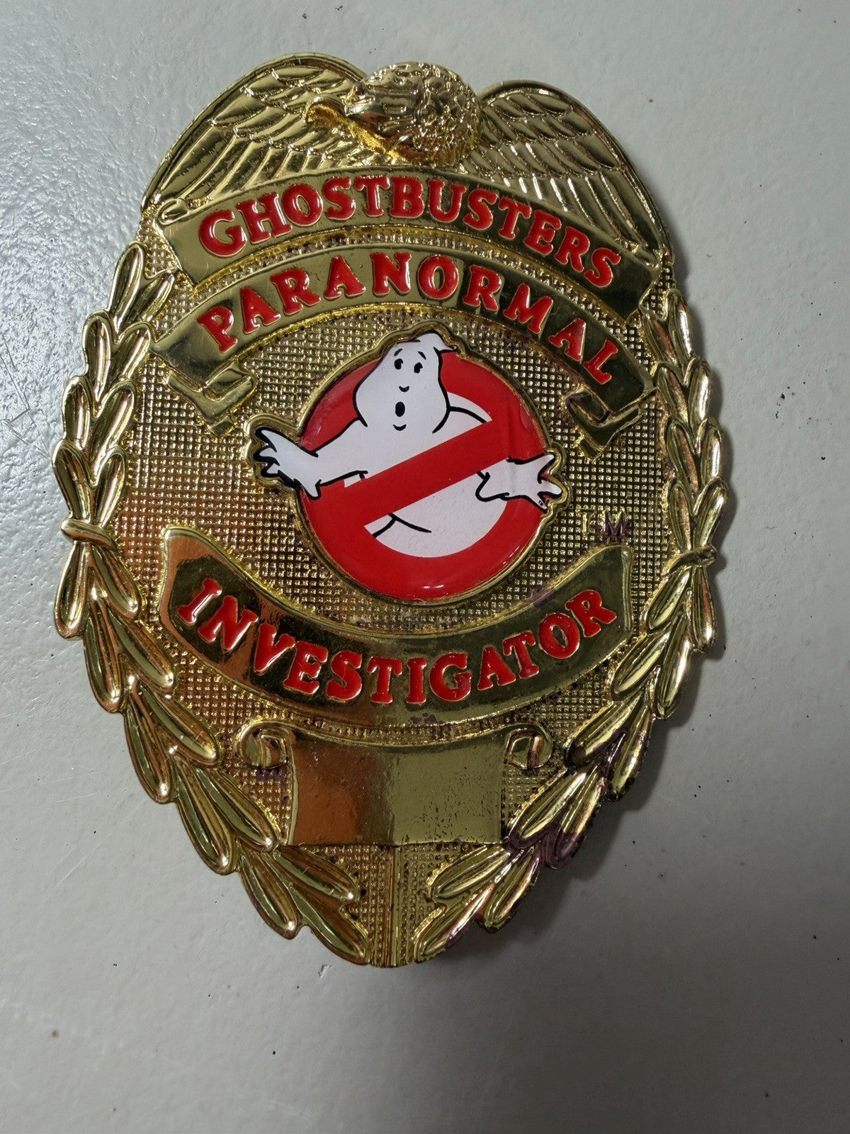 Ghostbusters Paranormal Investigator Gold Badge Pin Costume Prop Cosplay