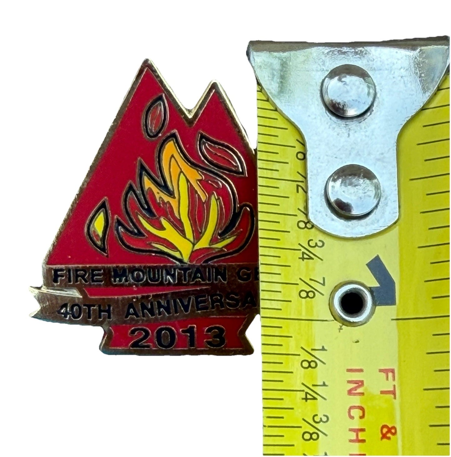 Fire Mountain Gems 40th Anniversary 2013 Gold Tone Lapel Pin