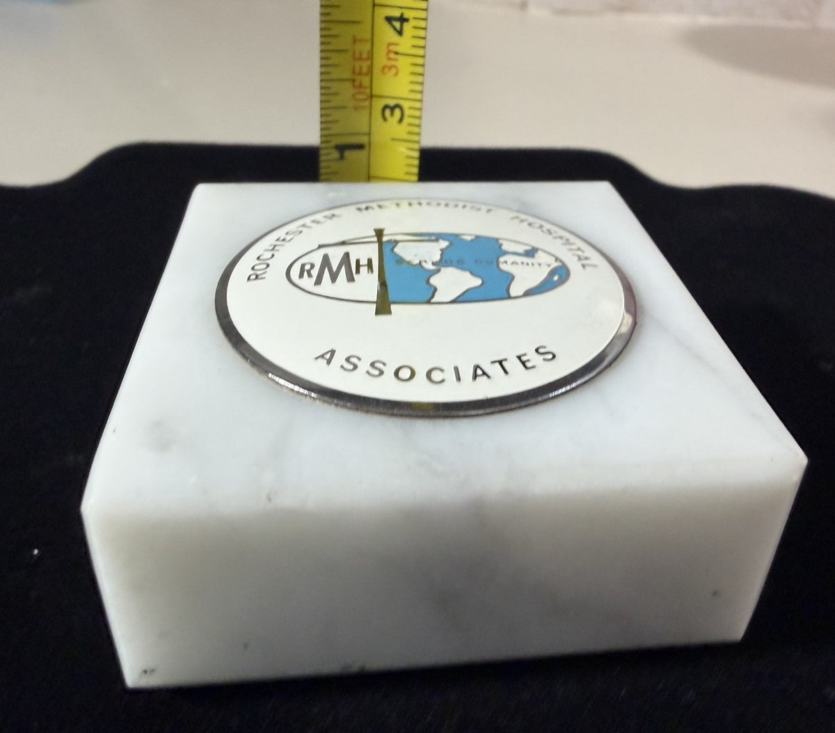 Vintage Rochester Methodist Hospital Paperweight RHM Associates Medical Desk Art