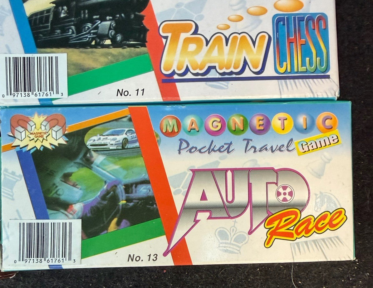 Vintage Magnetic Pocket Travel Games Set of 10 Board Games Retro Auto