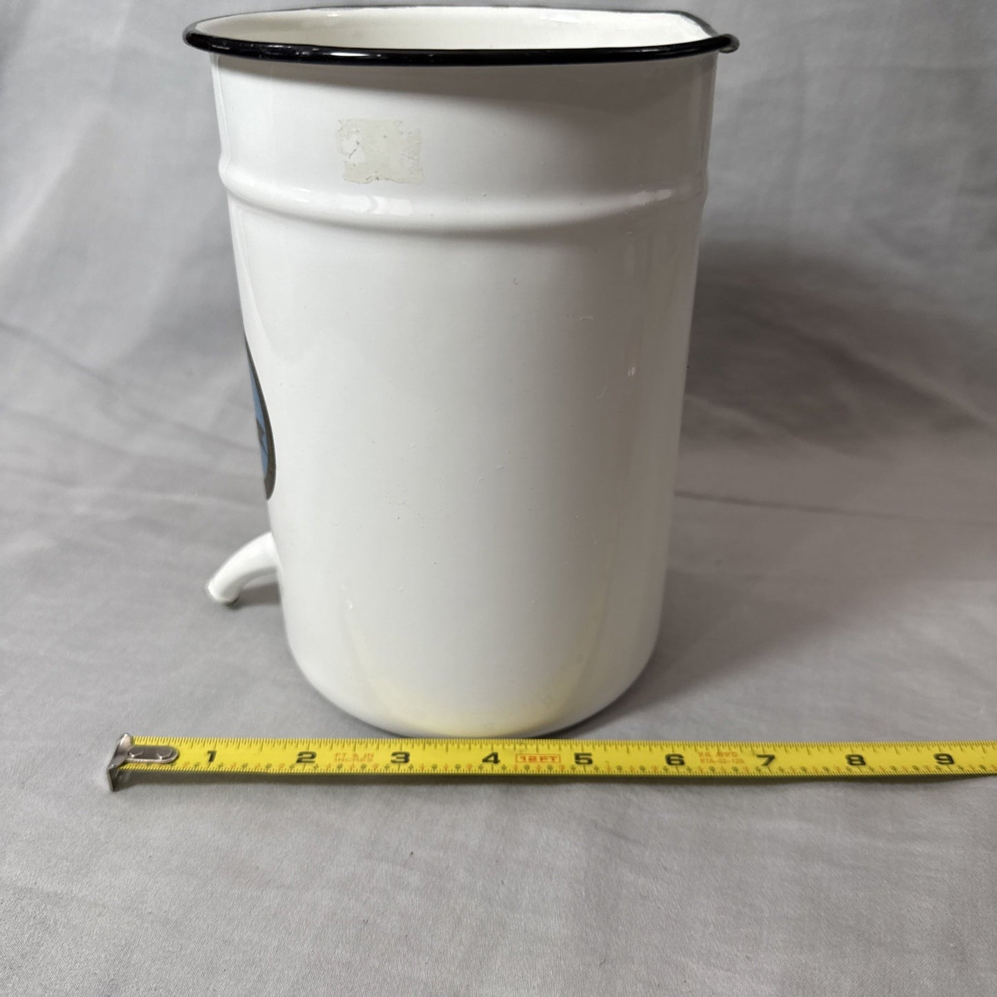 Vintage Hospital White Enamel Irrigator Wall Jug Medical Enamelware Container