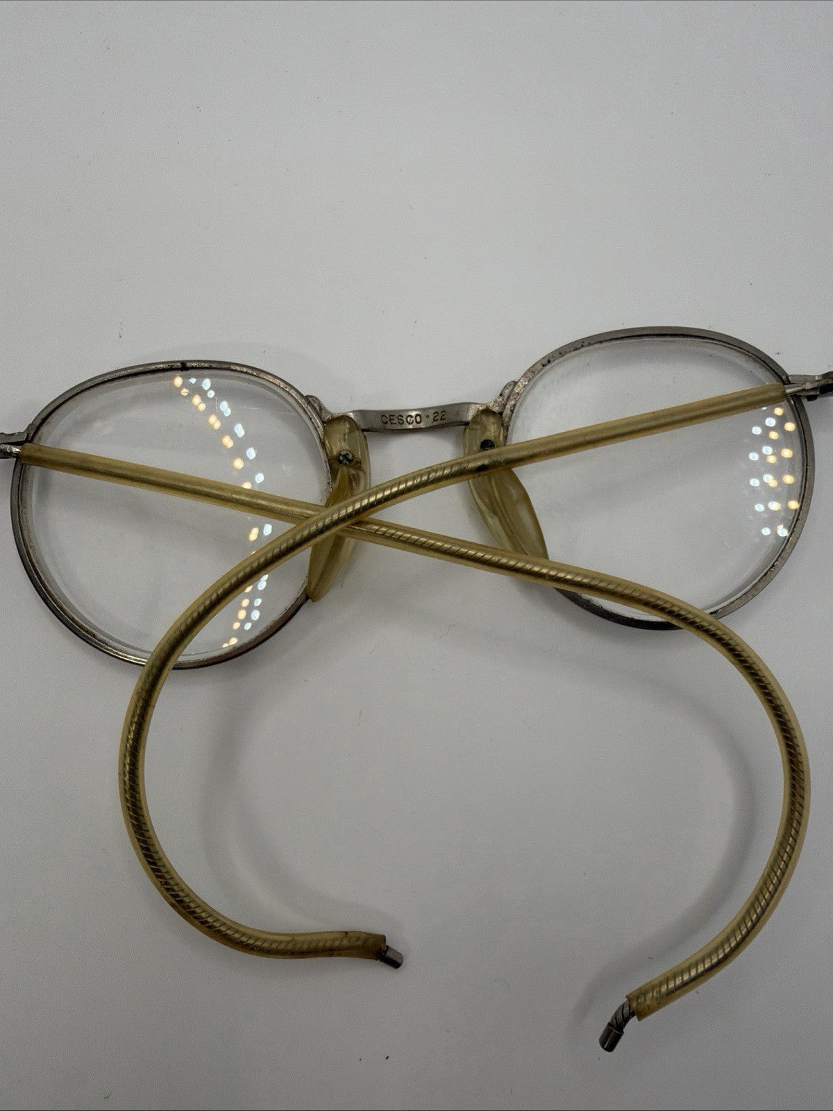 Vintage Cesco Steampunk Driving Glasses Gold Rim Old Frames