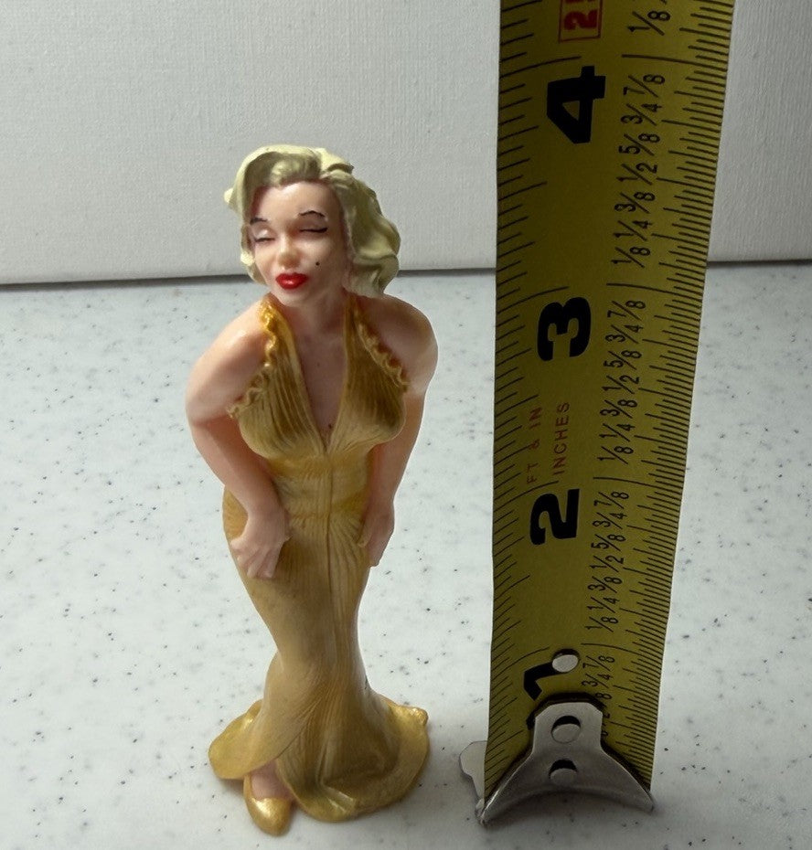 Vintage Marilyn Monroe Gold Dress PVC Figure Cake Topper 3.5"