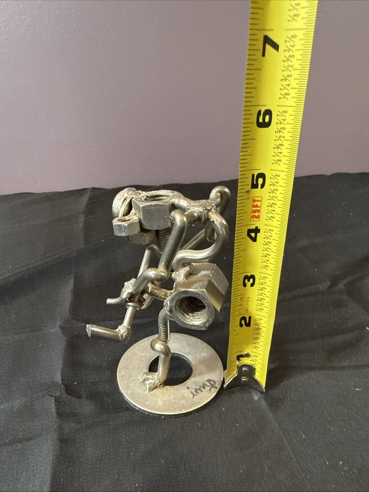 Vintage Nuts and Bolts Handmade Sculpted Metal Golfer Figurine, Set Of 2