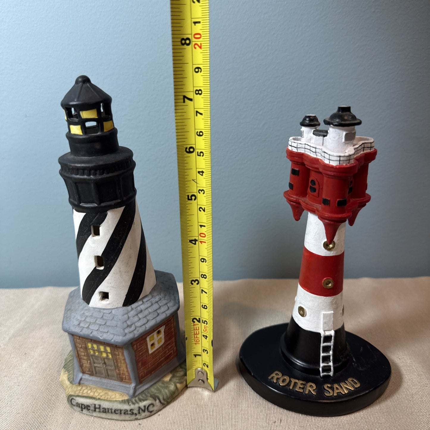 Vintage Lighthouse Figurines Lot 2 Coastal Nautical Maritime Display Statues 7"