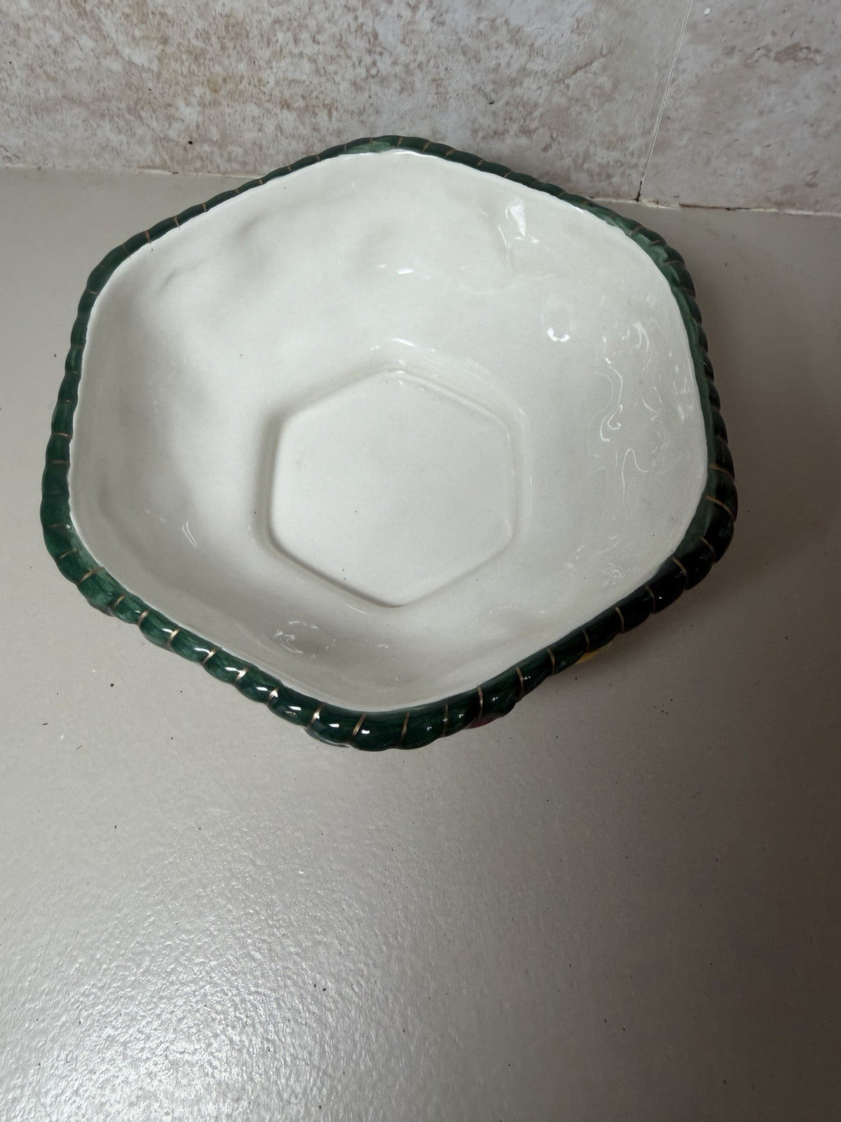 Vintage Fitz Floyd Ceramic Fruit Bowl Hand Painted Raised 3D Design Centerpiece