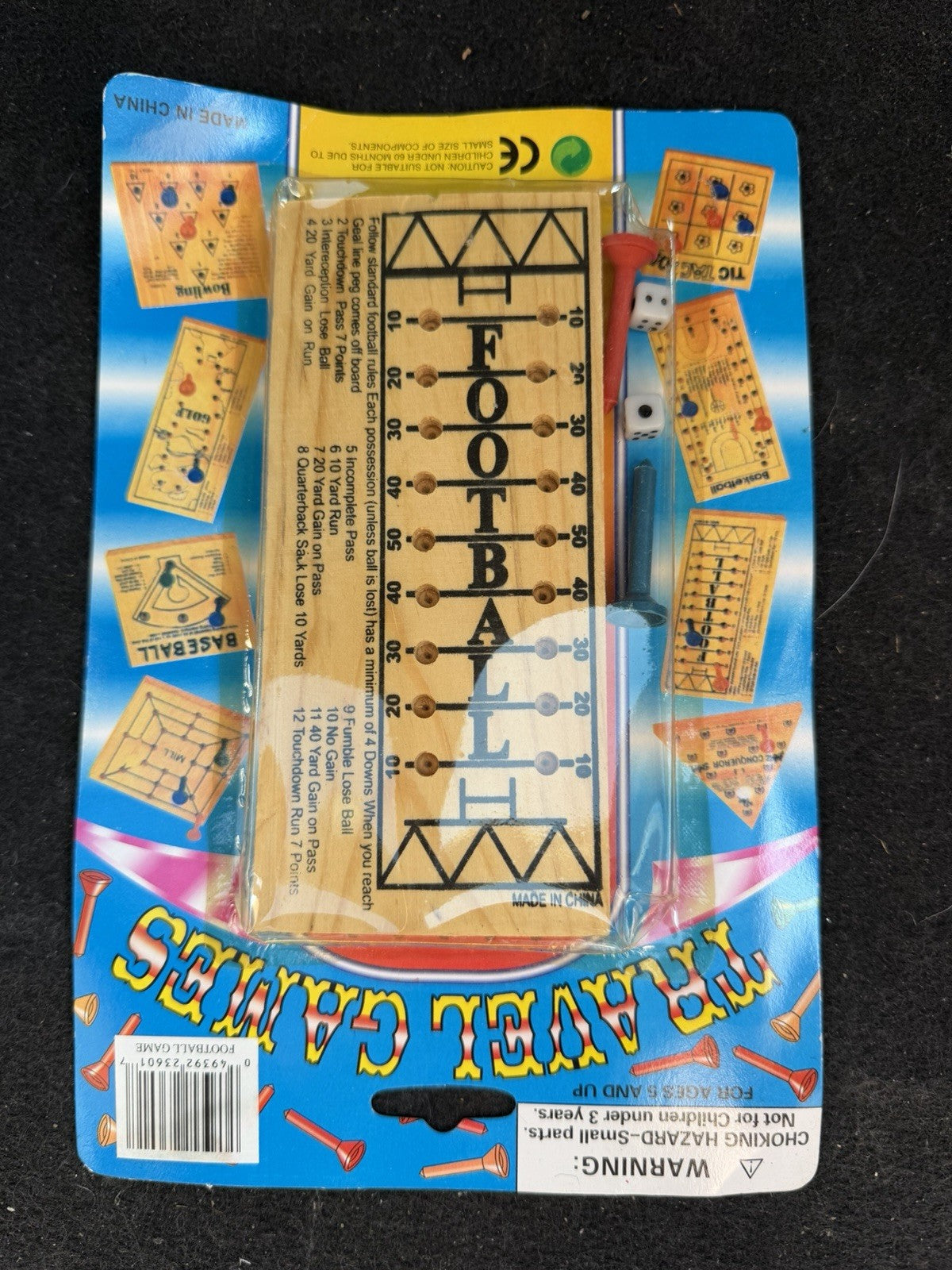Vintage Wooden Travel Games Lot 3 Golf Football Star Burst Dice Board Pocket