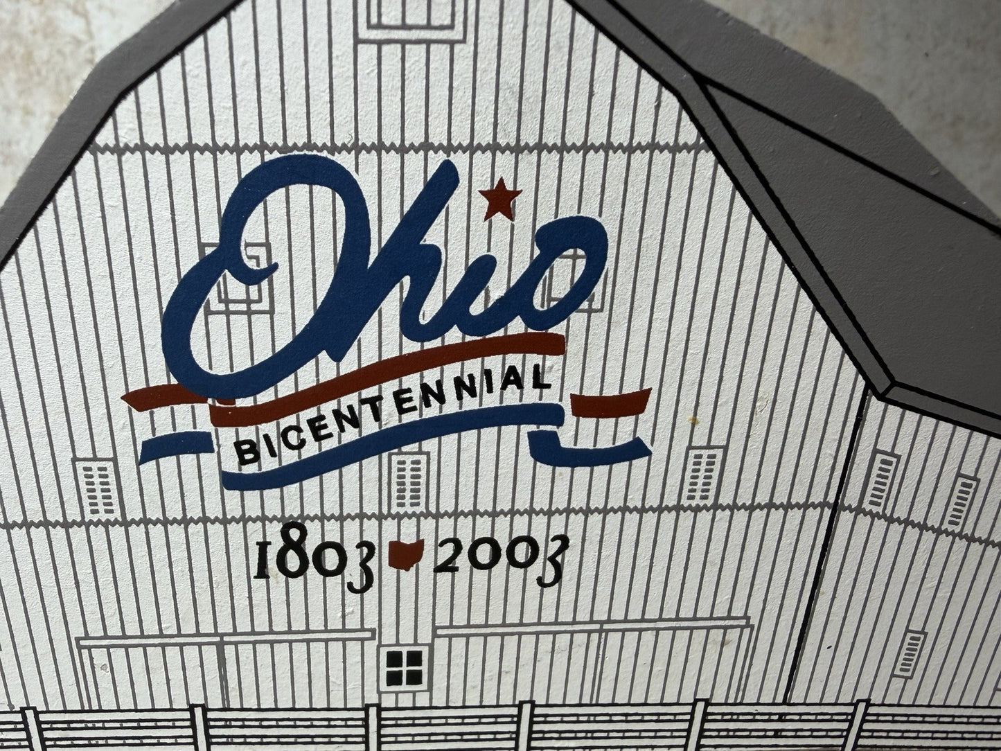 Cats Meow Ohio Bicentennial Barn 54 Franklin County Wooden Shelf Sitter 2003