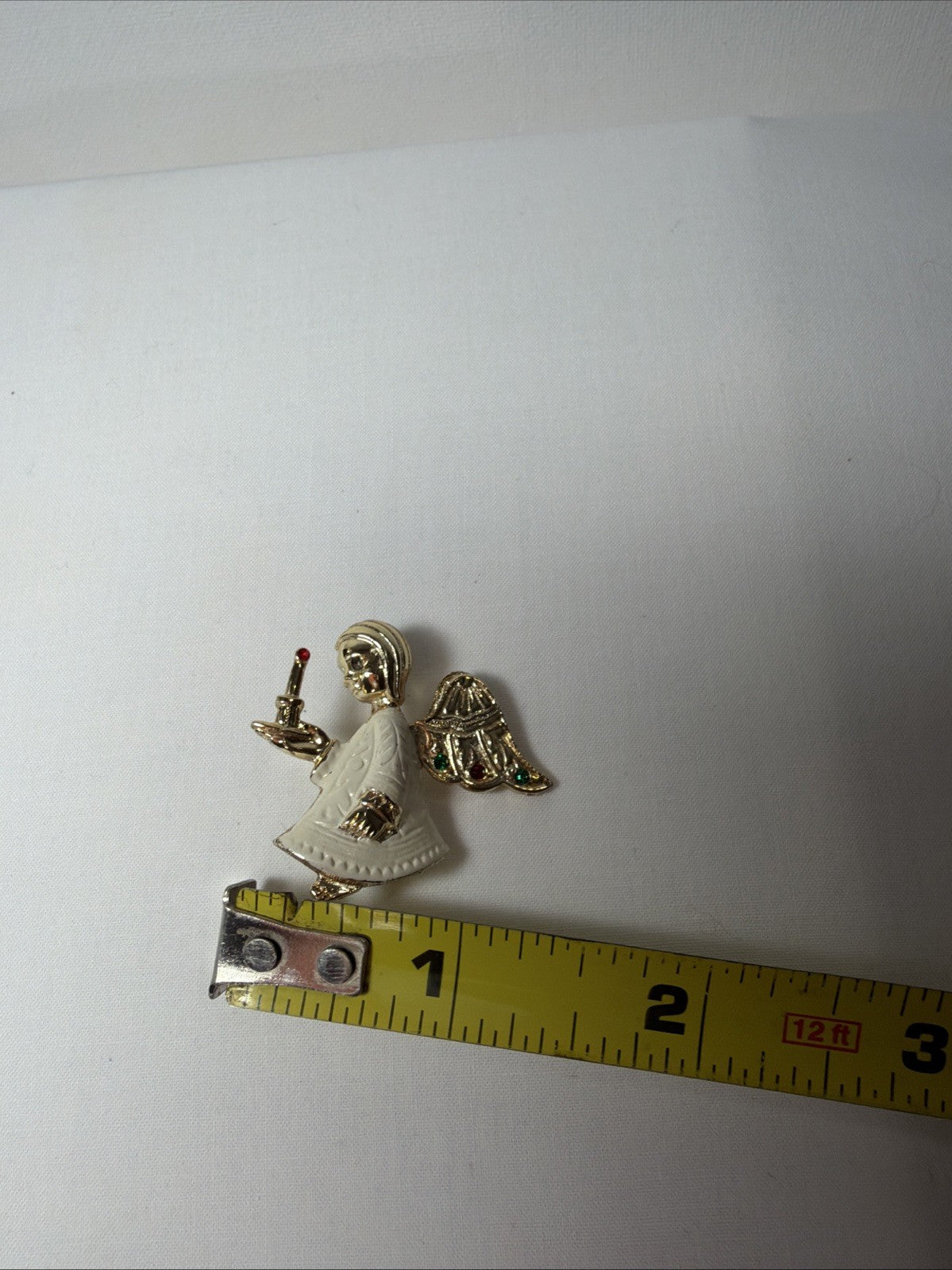 BJ Beatrix Angel Brooch Enamel Alter Boy Candle Pin Vintage Rare 1-1.4"