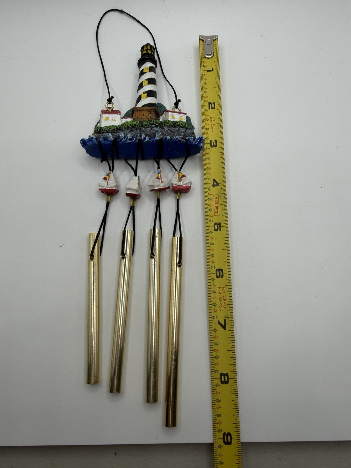 Lighthouse Wind Chime Nautical Decor Metal Chimes 8.5"