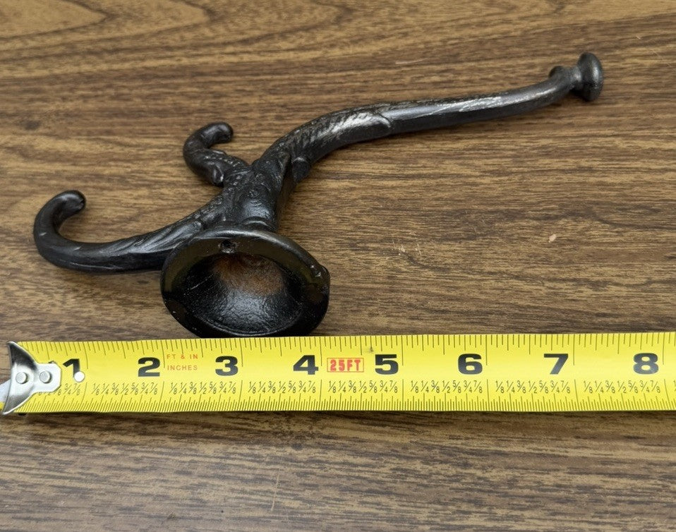 Vintage Victorian Cast Iron Triple Hook Hall Tree Coat Hat Hook