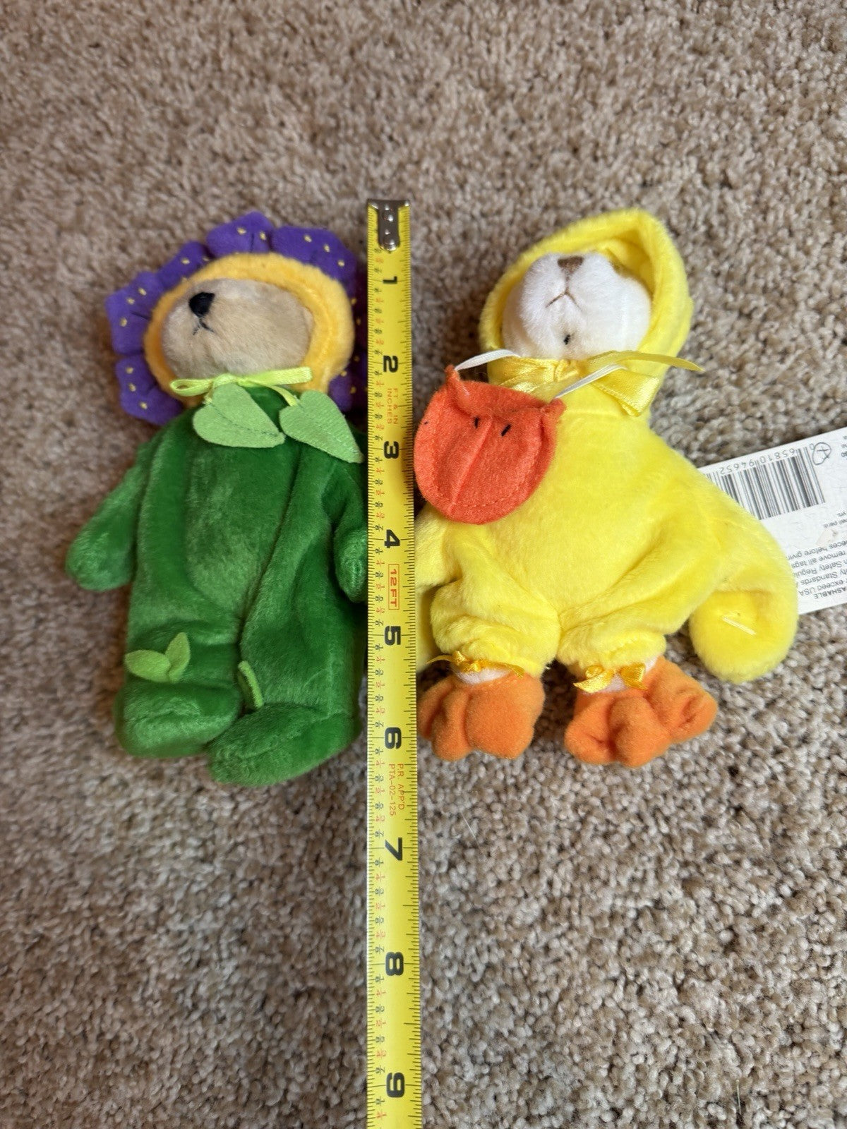 Vintage Ganz Wee Bear Village Mini Plush Bear Duck Flower Costumes Lot of 3 Toys