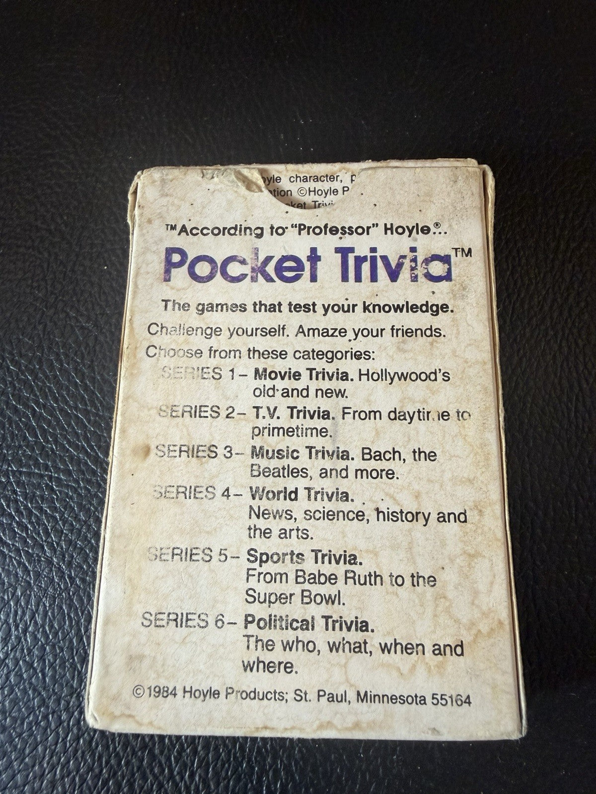 Vintage 1984 Hoyle Pocket Trivia Music Series 3 World Series 4 Card Games Lot 2