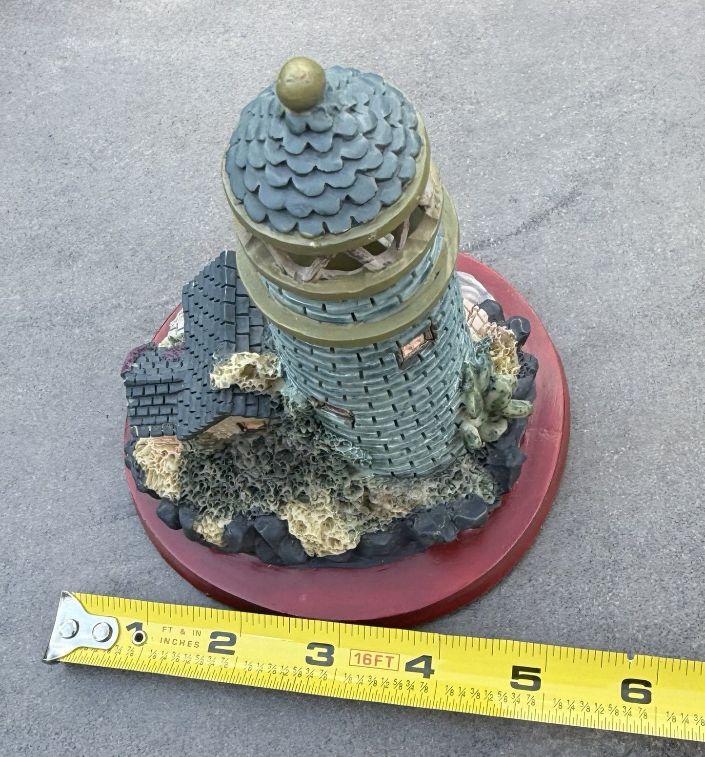 Illuminated Lighthouse Collectible Blue Brick Tower Keepers Dwelling