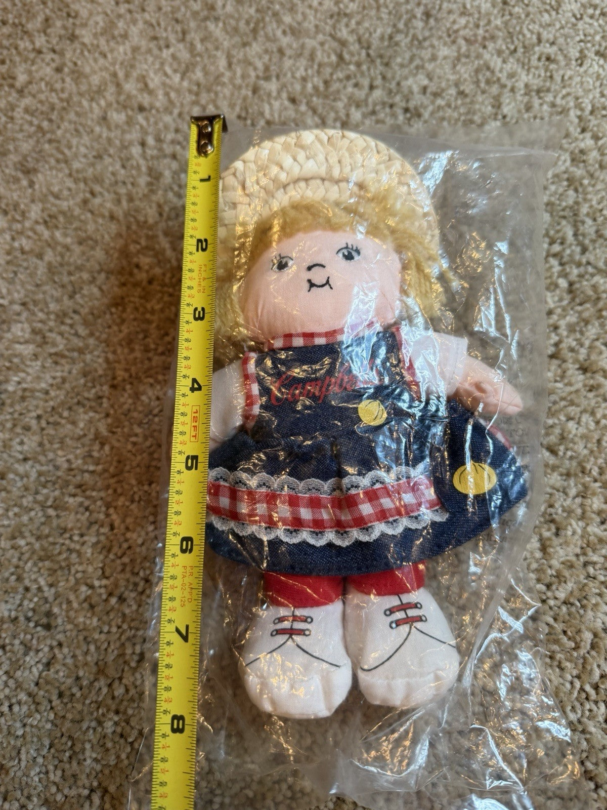 Campbells Soup Kids Doll Straw Hat Girl 7.5 Inch Beanbag Plush Stuffed Toy Seale