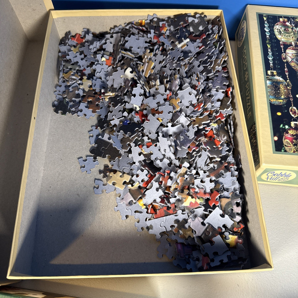 Cobble Hill Lot of 4 - 1000 Piece Christmas Jigsaw Puzzles Santa Dogs Ornament