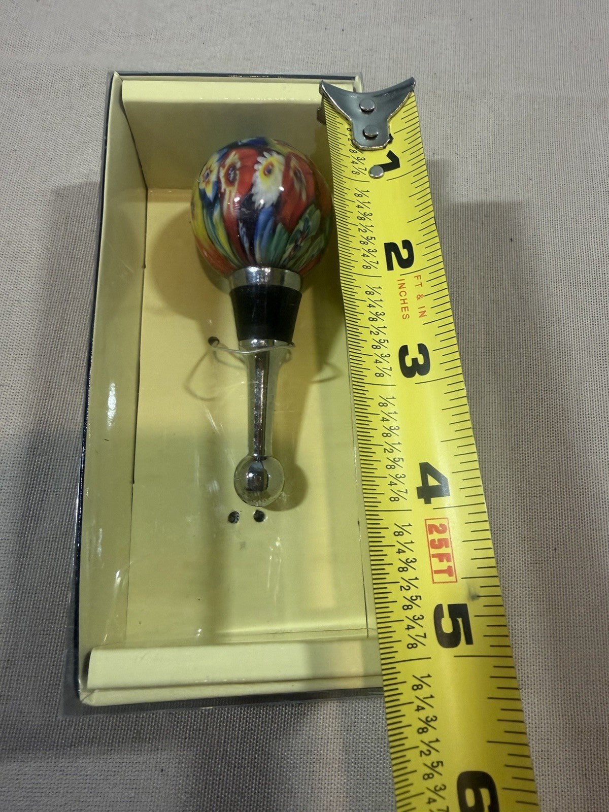 Murano Venezia Style Millefiori Blown Glass Wine Bottle Stopper Floral