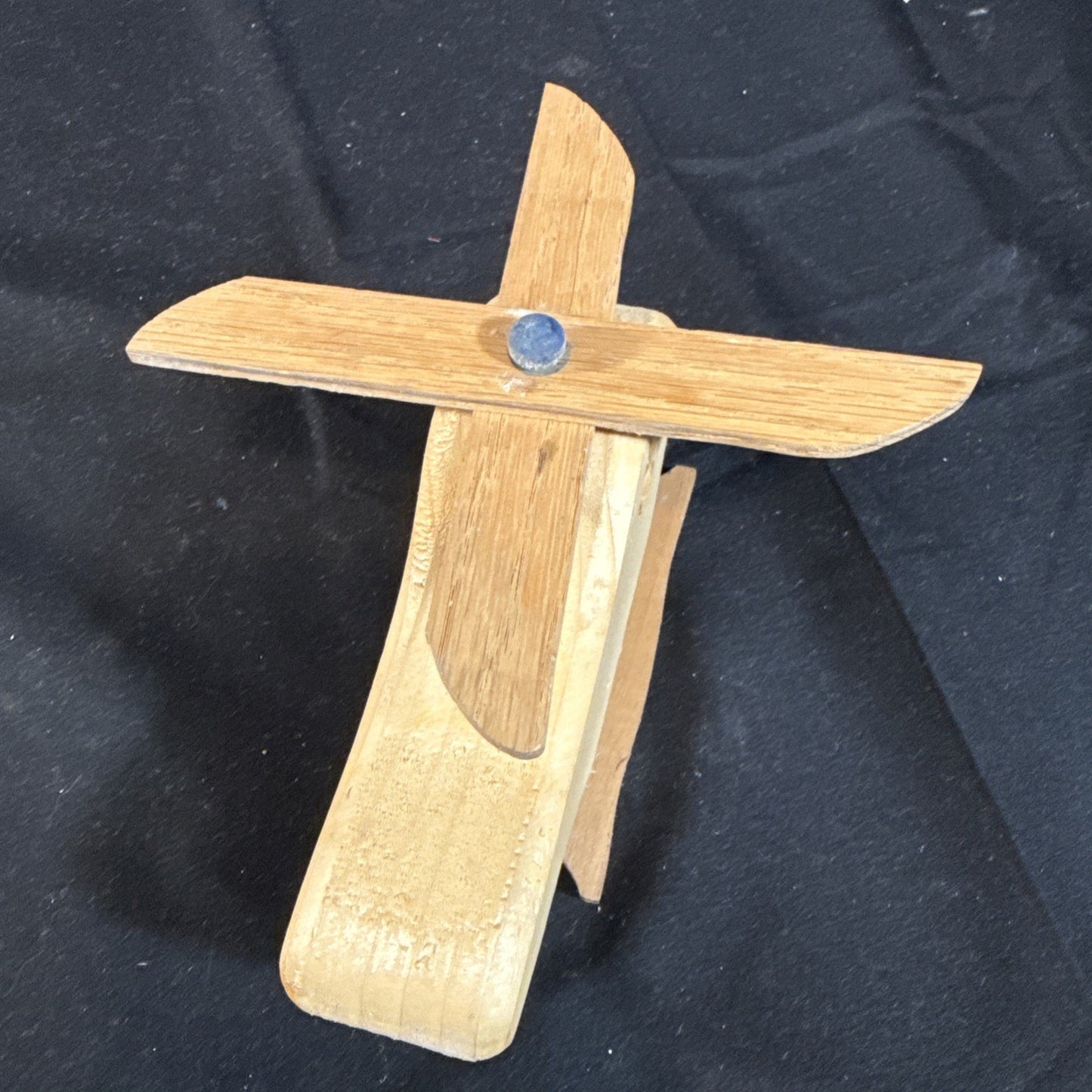 Vintage Handmade Wooden Toy Helicopter Wood