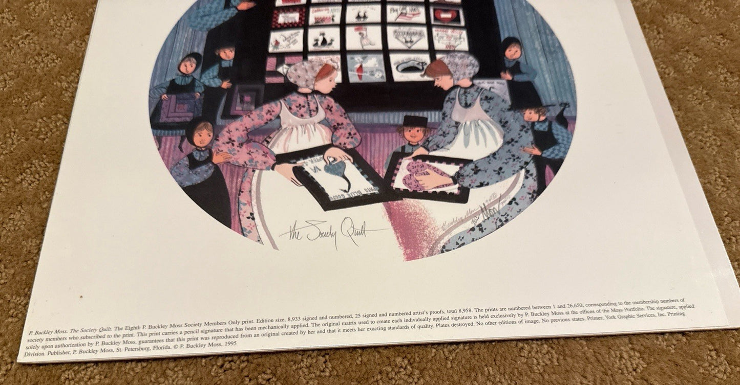 P Buckley Moss The Society Quilt 1995 Lithograph 7813/8933 Amish Quilt Art