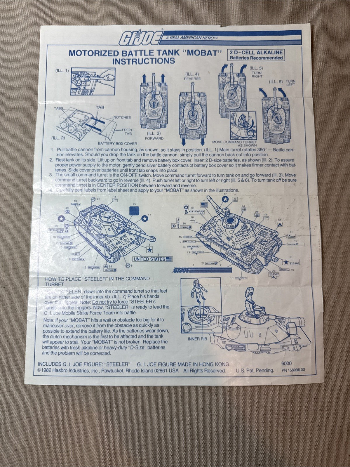 Vintage GI Joe ARAH 5 Blueprint Instruction Sheets MOBAT STUN FLAK MMS SKIMOBILE