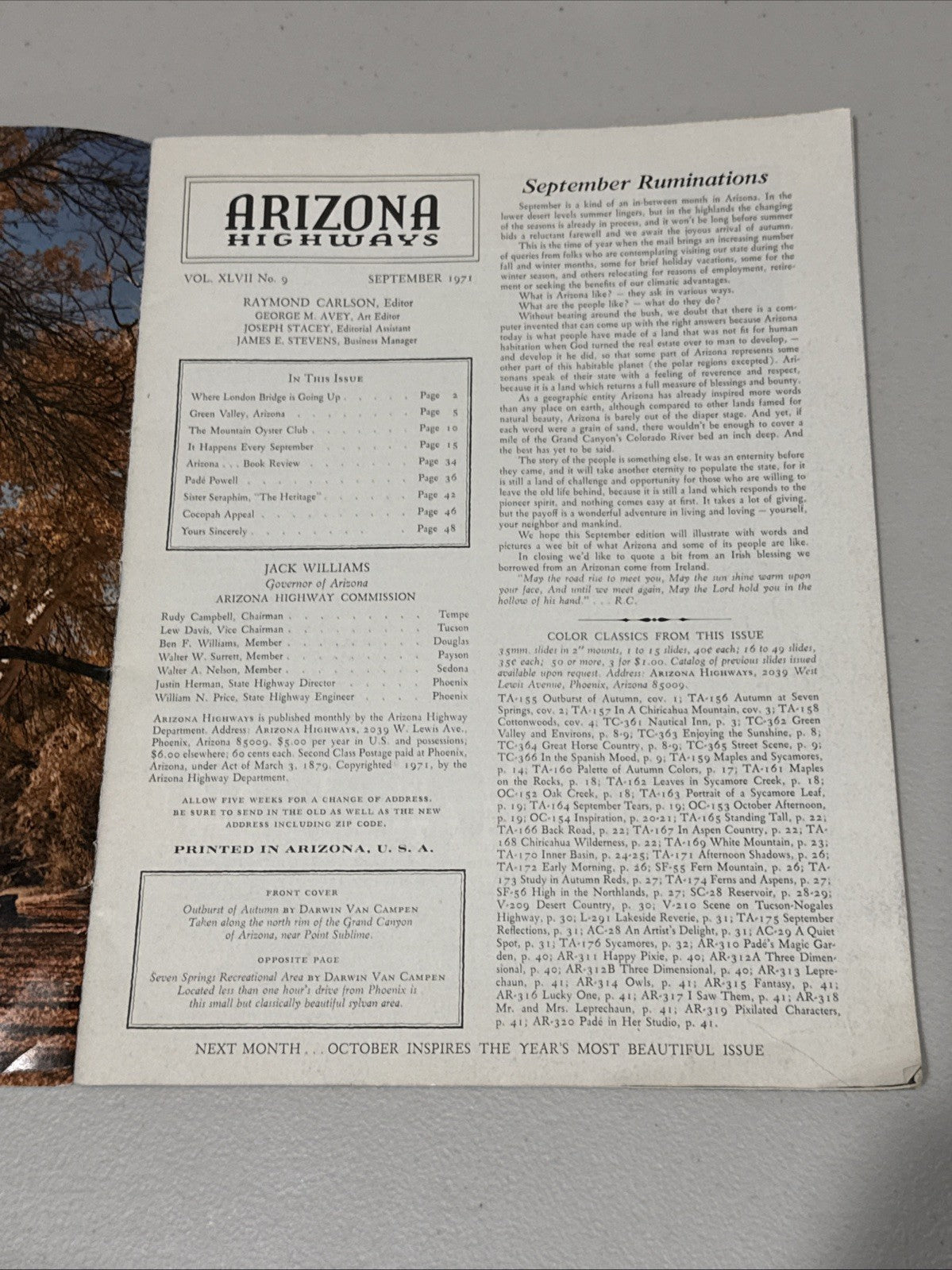 Arizona Highways September 1971 Autumn’s Paintbrush Issue ID:33940