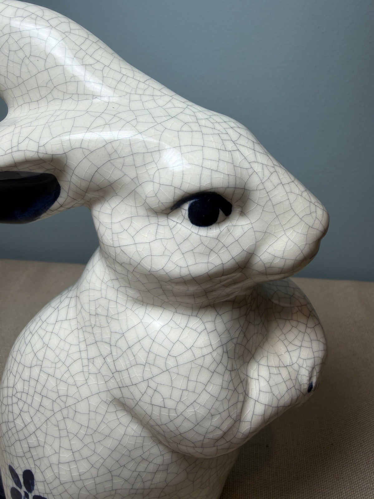Dedham Pottery Potting Shed Crackle Rabbit Bunny Figurine Vintage Art Pottery