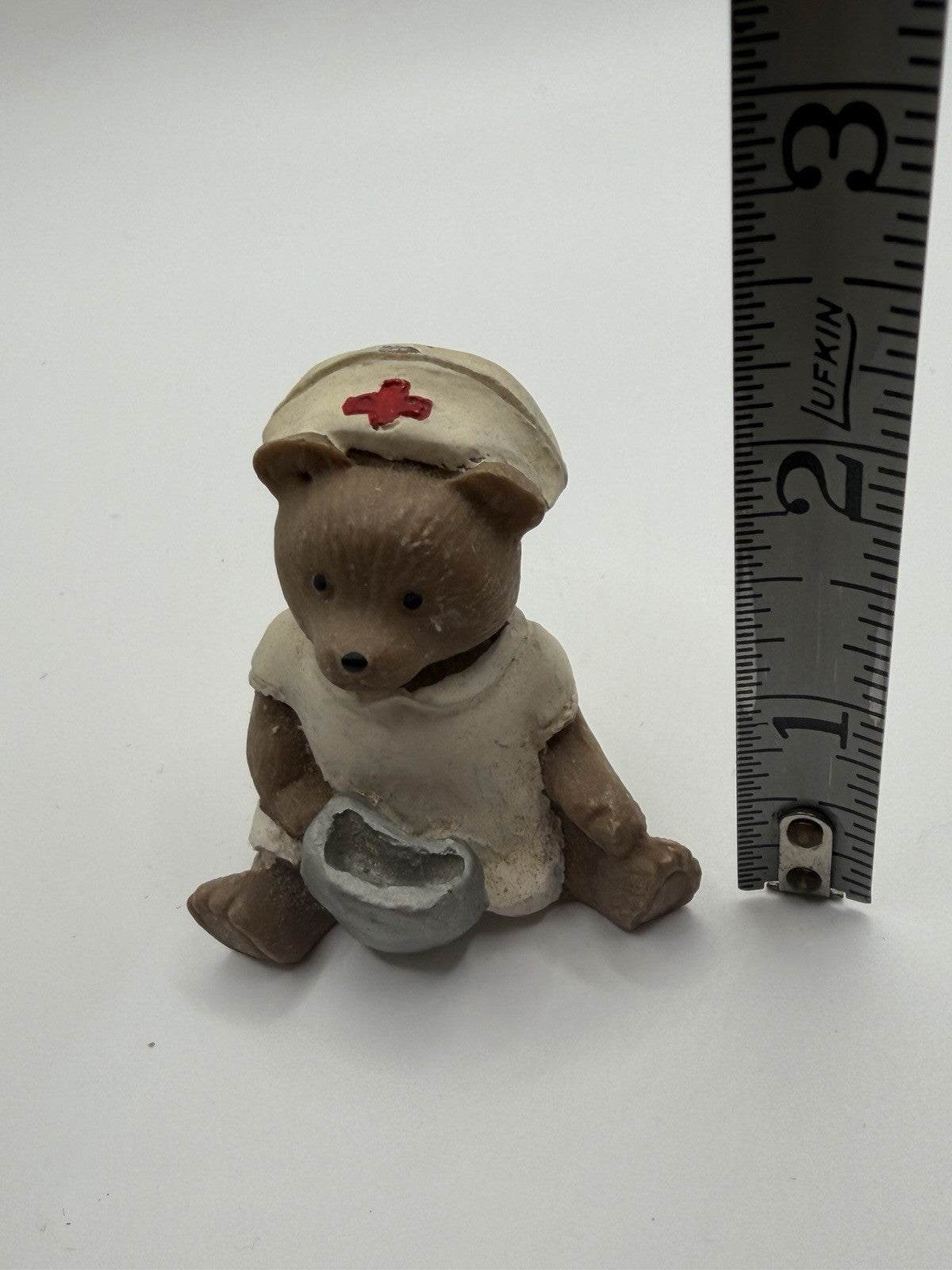 Vintage Red Cross Nurse Bear Figurine 2 Inch Resin Hospital Medical Collectible