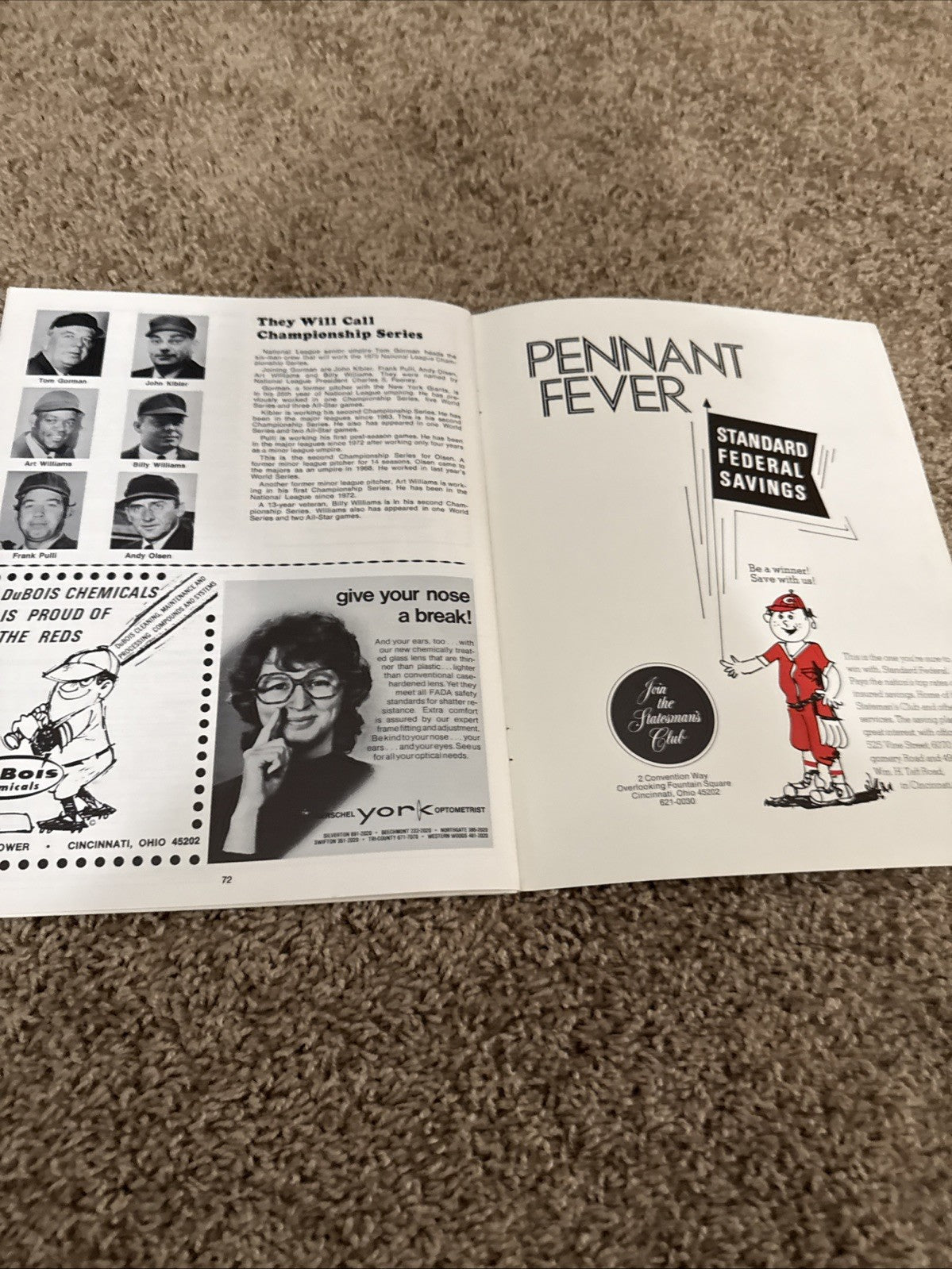 1975 NLCS Program Cincinnati Reds Pittsburgh Pirates Riverfront Stadium MLB