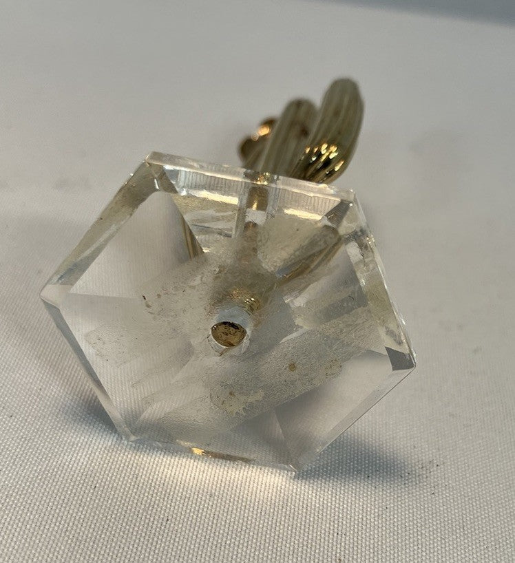 Brass Cactus Ring Holder Glass Base Jewelry Display 2.5"