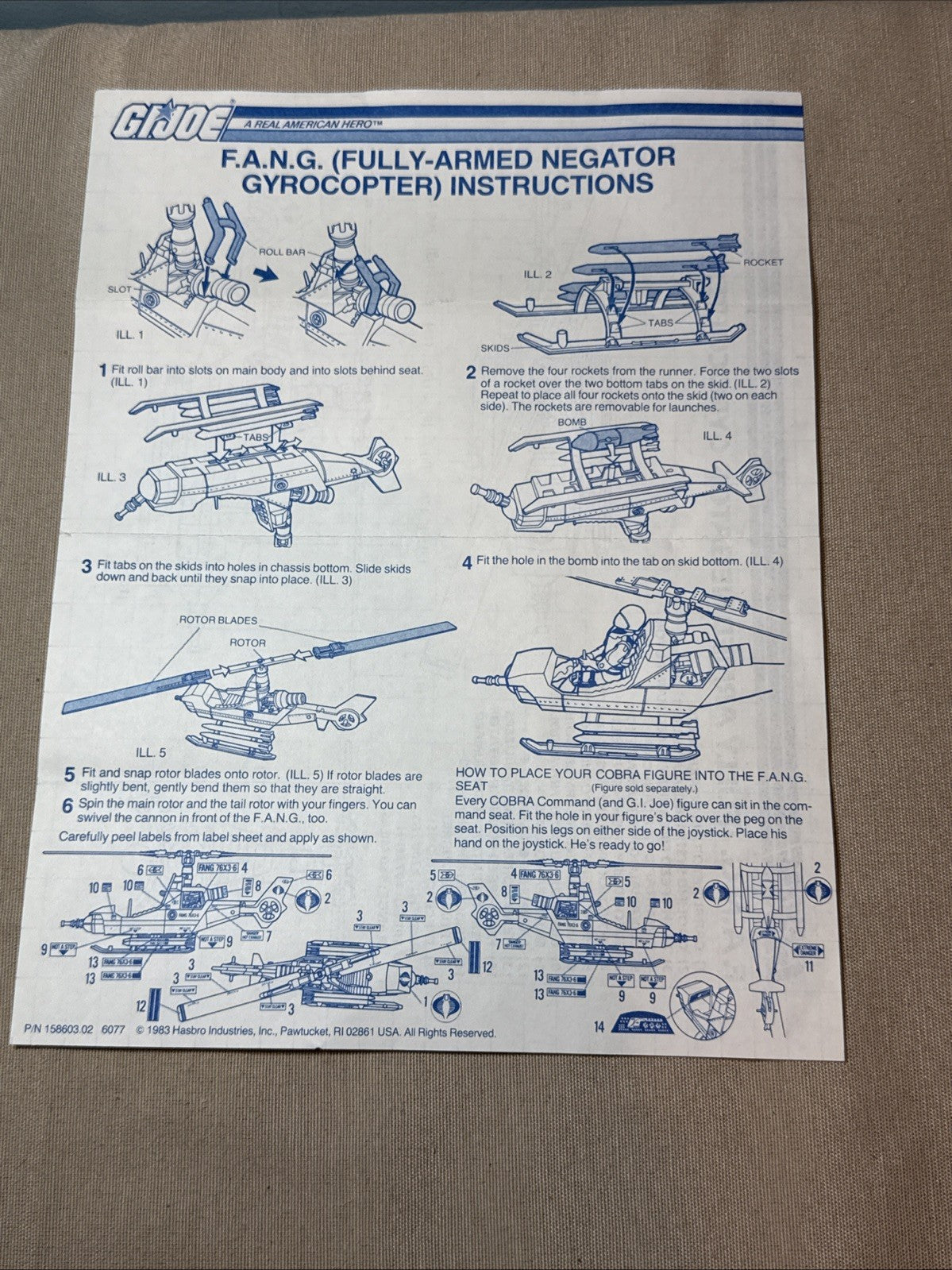 Vintage GI Joe Blueprint Lot RAM & FANG Vehicle Parts Instructions ARAH