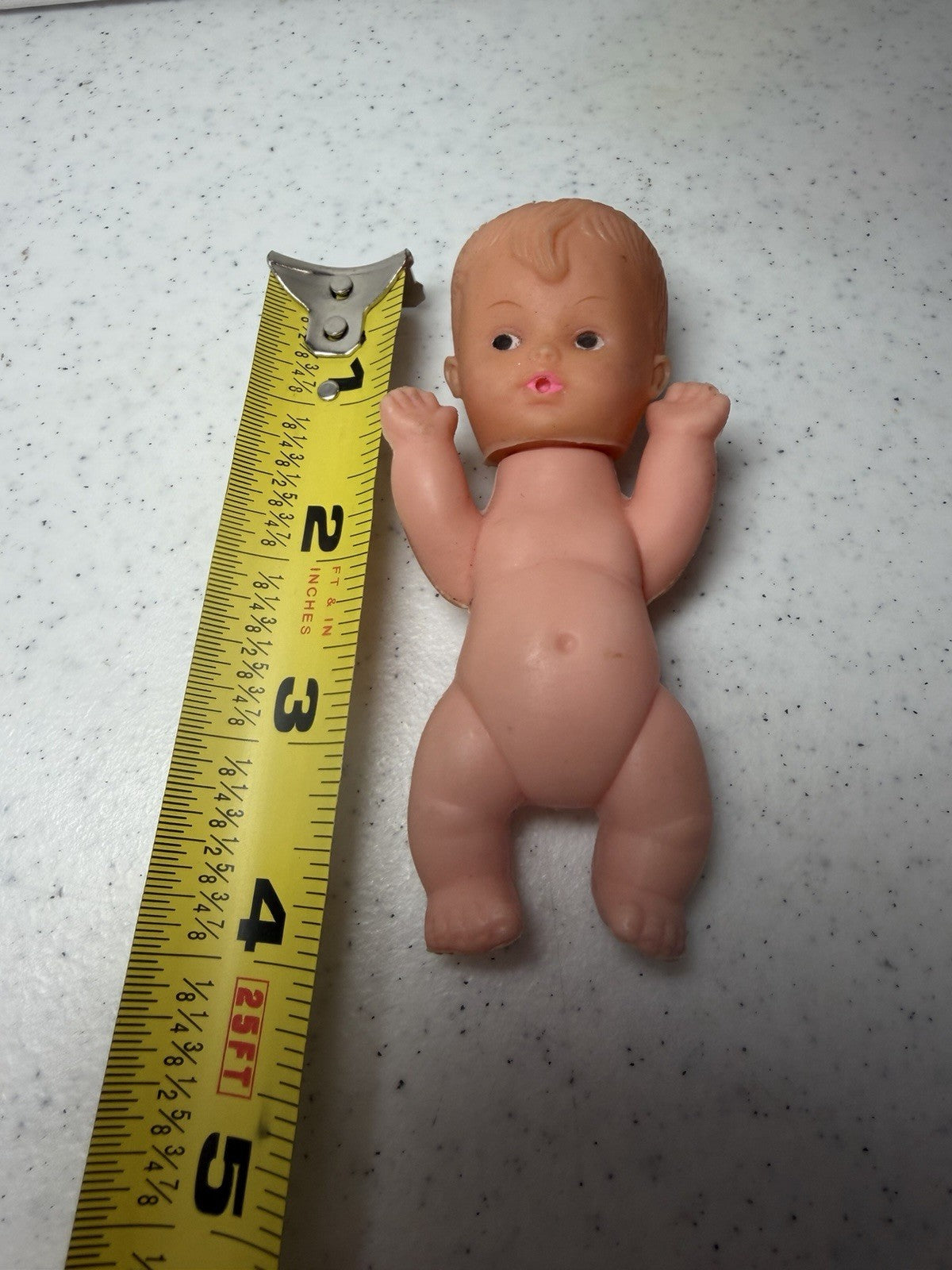 Vintage 1970s Hong Kong Drink & Wet Mini Baby Doll 4 Inch Soft Vinyl Toy Figure