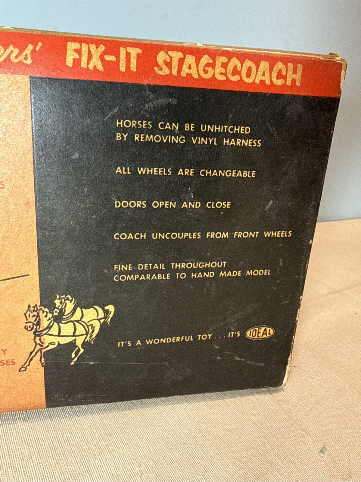 Vintage 1955 Roy Rogers Fix It Stagecoach Ideal Toy Original Box Incomplete set
