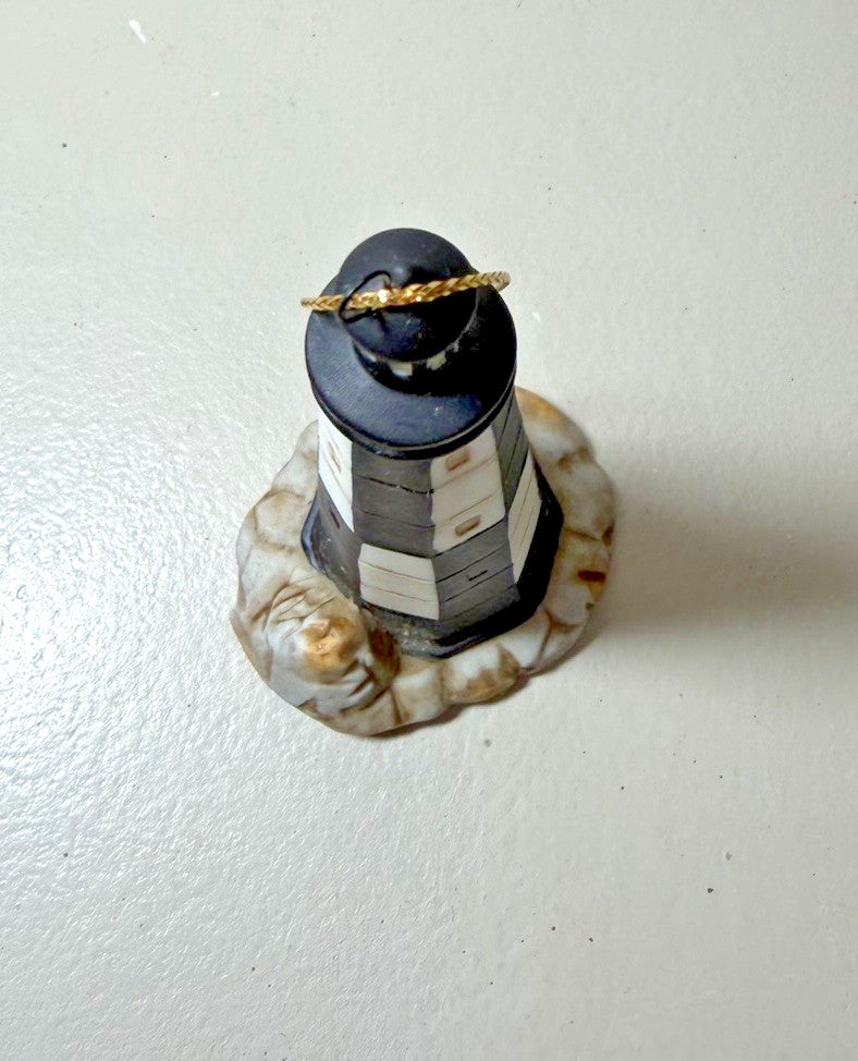 Lefton Cape Henry Lighthouse Figurine 1994 Hand Painted Ceramic Statue 4.5"