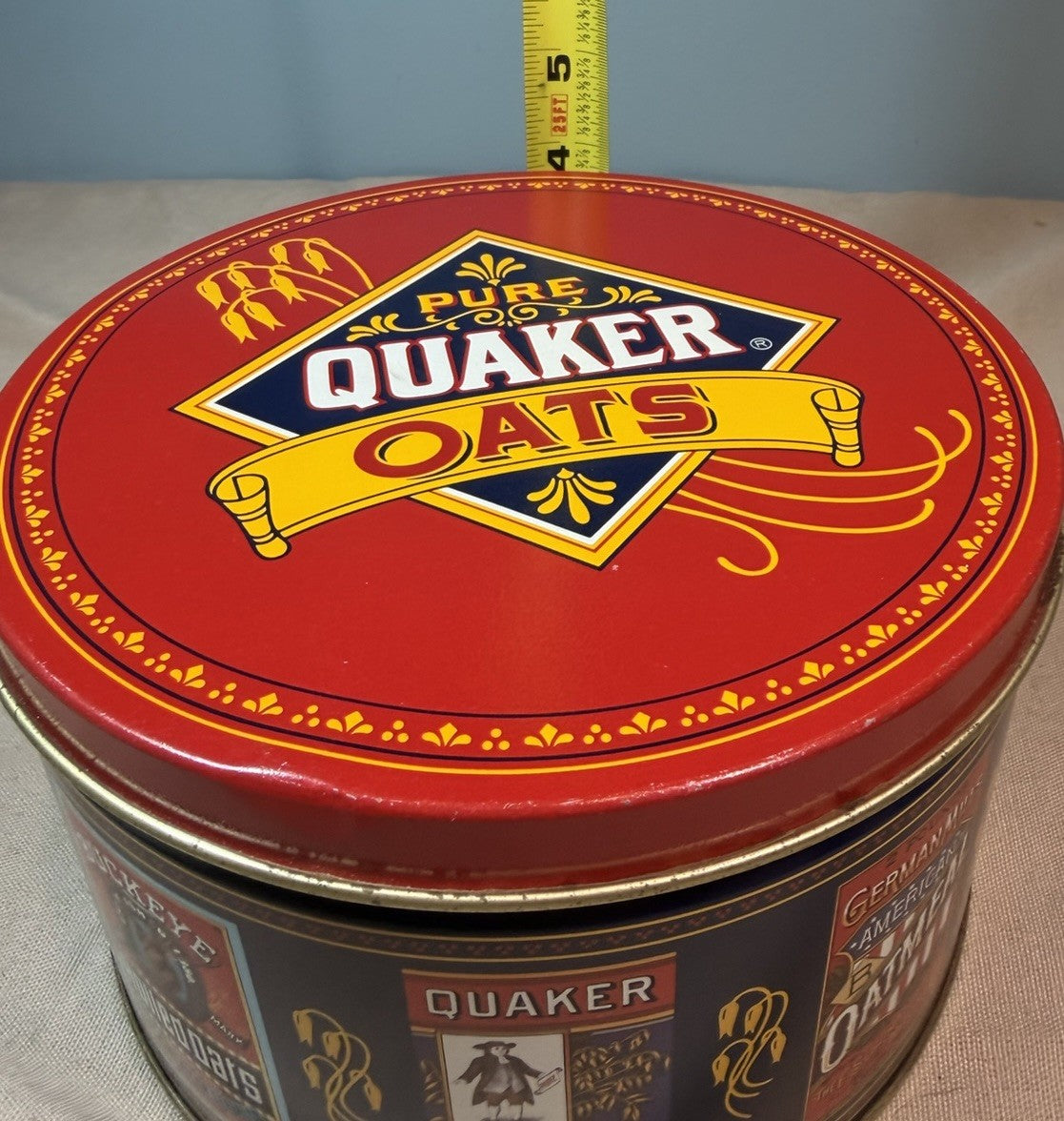 Vintage 1983 Quaker Oats Collector Tin Round Advertising Canister 7"