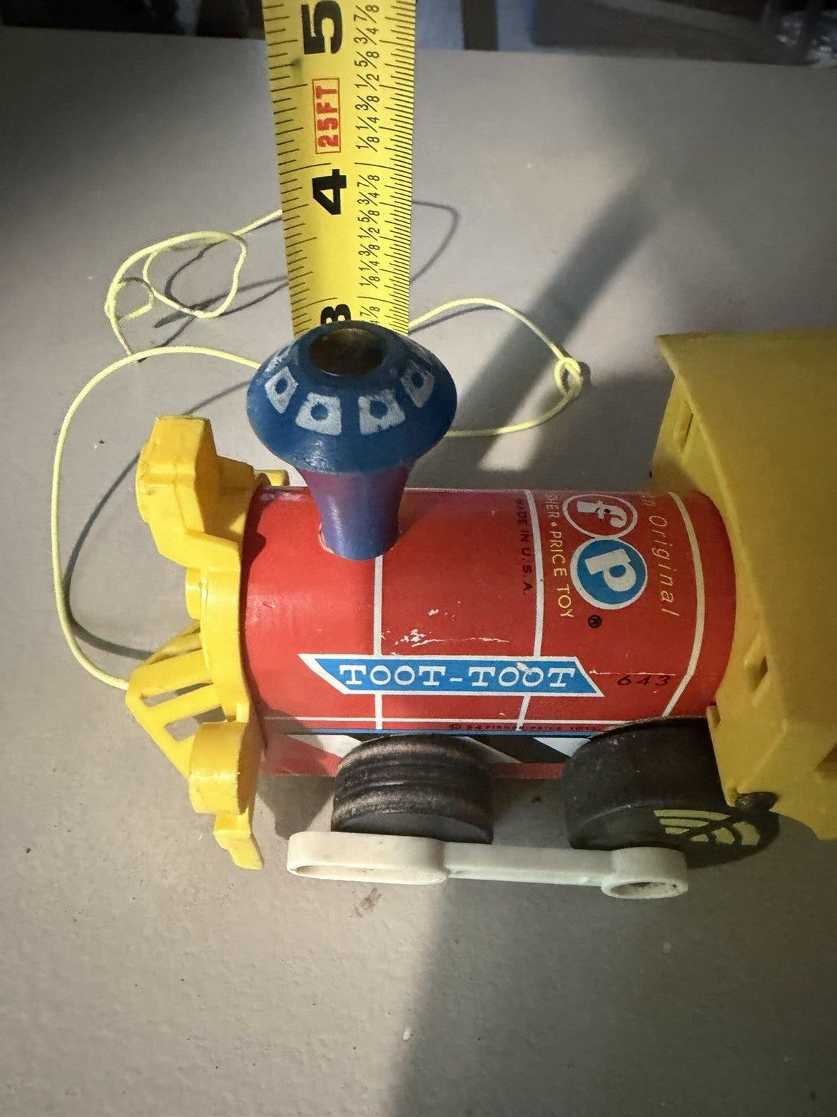 Vintage 1964 Fisher Price Toot Toot Train #643 Wood Plastic Pull Toy Original