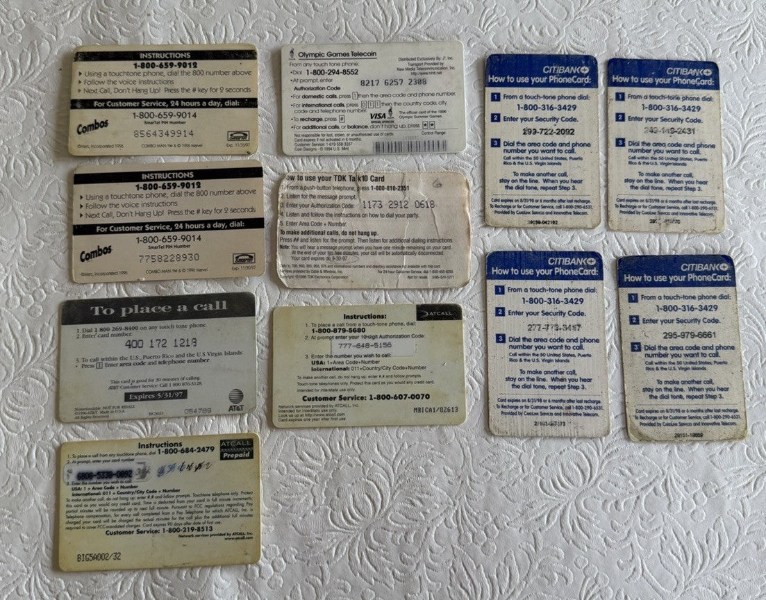 Vintage Marvel Phone Cards Lot of 11 TDK Olympic Cicard Big Collector Cards