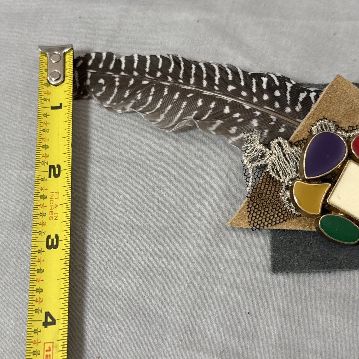 Vintage 1980s Mixed Media Artisan Statement Brooch Geometric Abstract Pin