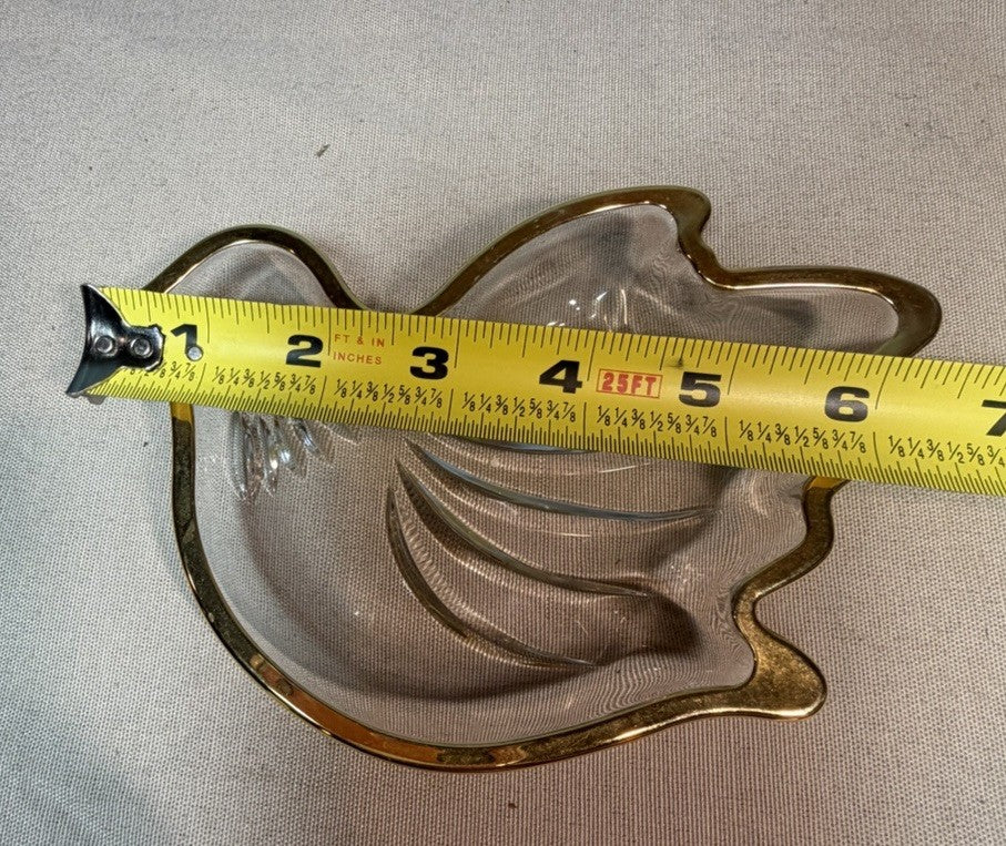 Mikasa Crystal Dove Candy Dish Trinket Bowl Gold Trim Holiday Decor