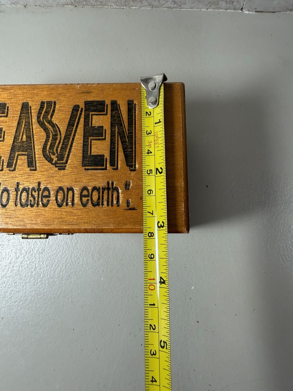 Heaven Like No Taste on Earth Cognac Petite Empty Wood Cigar Box Vintage