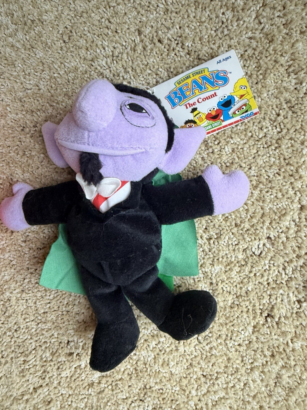 Vintage 1997 Sesame Street Beans Plush Lot 4 Elmo Count Baby Bear Tyco NWT