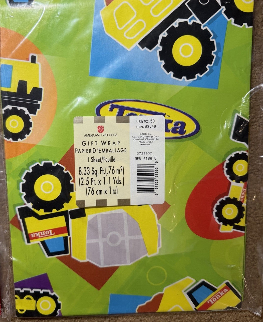 Vintage 1980s Gift Wrap Lot Marvel 1984 Tonka Sports Cars 6 Sealed Packs