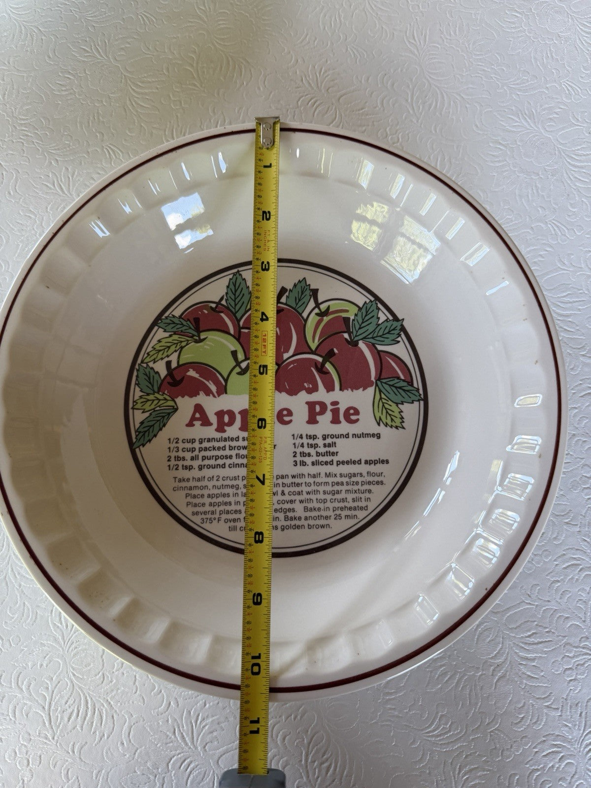 Vintage Sunnycraft Sunstone Apple Pie Recipe Plate 11" Ceramic Baker