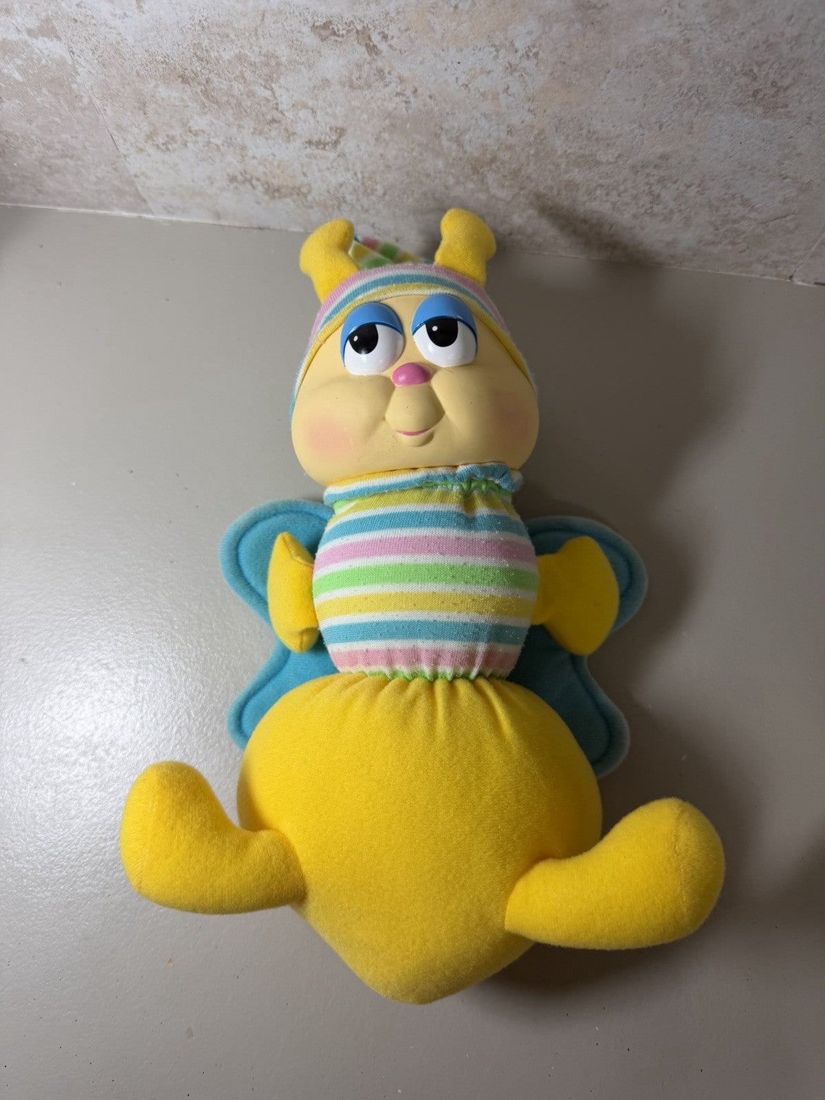 Vintage 1984 Hasbro Glo Friends GloBug Butterfly Plush Glow Worm Untested 10in