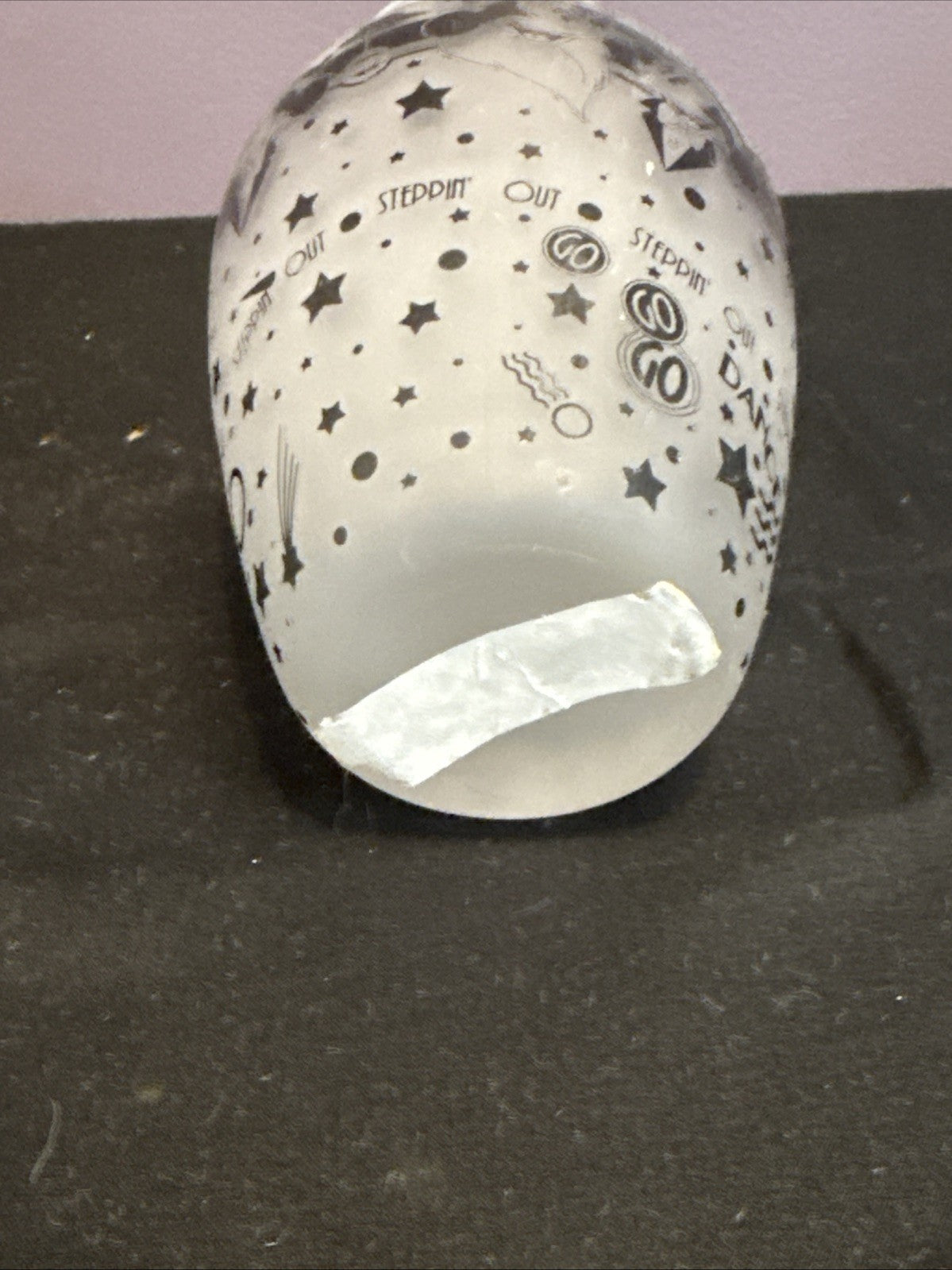 Disney Mickey Minnie Steppin Out Frosted Glass Vase Black White 5.5"