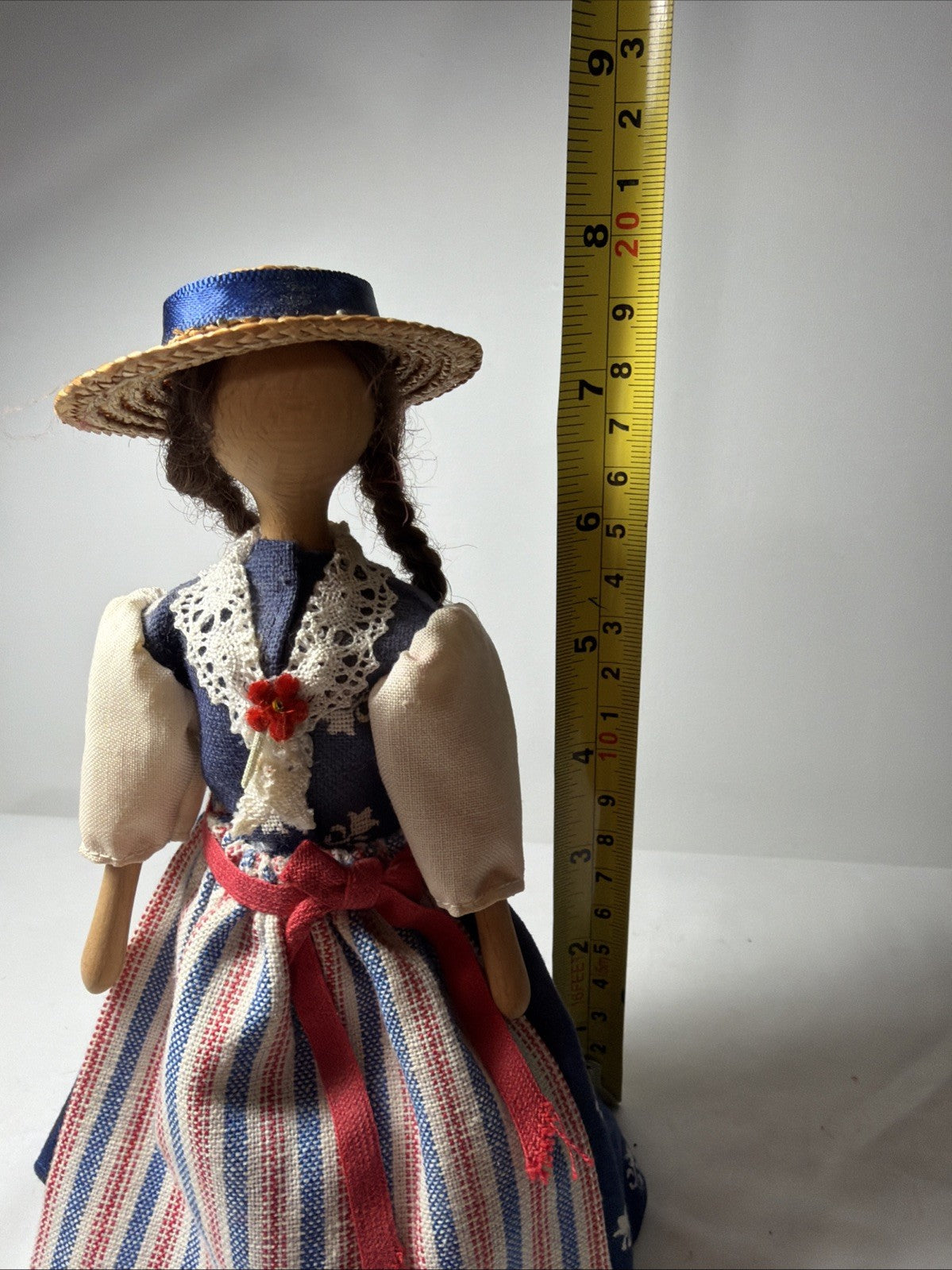 Vintage Handcrafted Wooden Doll Turned Wood Figurine 7.5 Inch