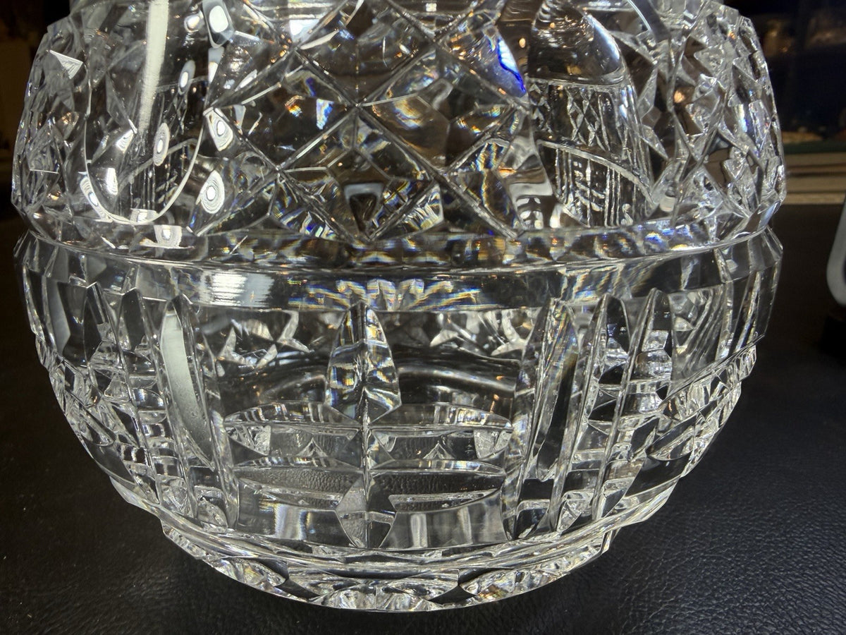 Vintage Heavy Cut Crystal Candy Apothecary Jar Lid Diamond Fan Pattern 6"