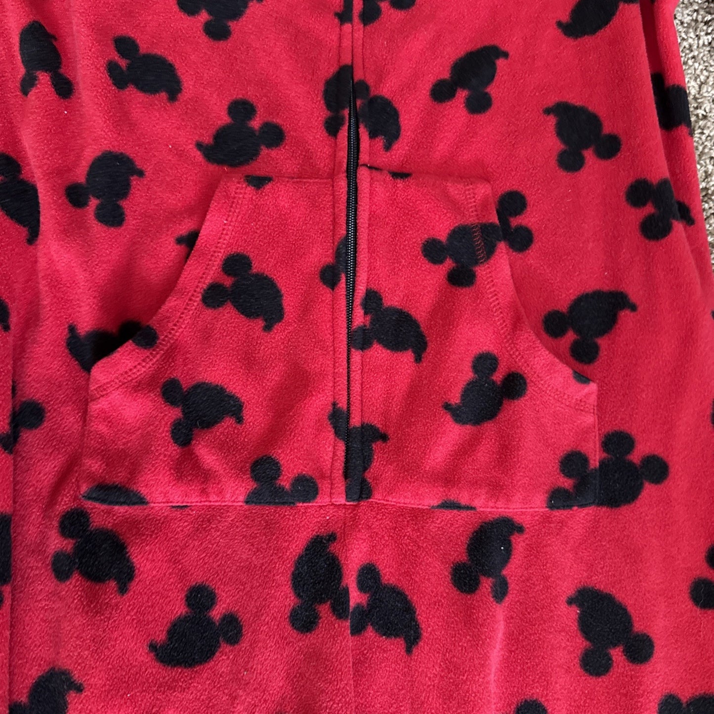 Disney Mickey Mouse Pajamas Fleece One Piece Footed Zip Women Medium