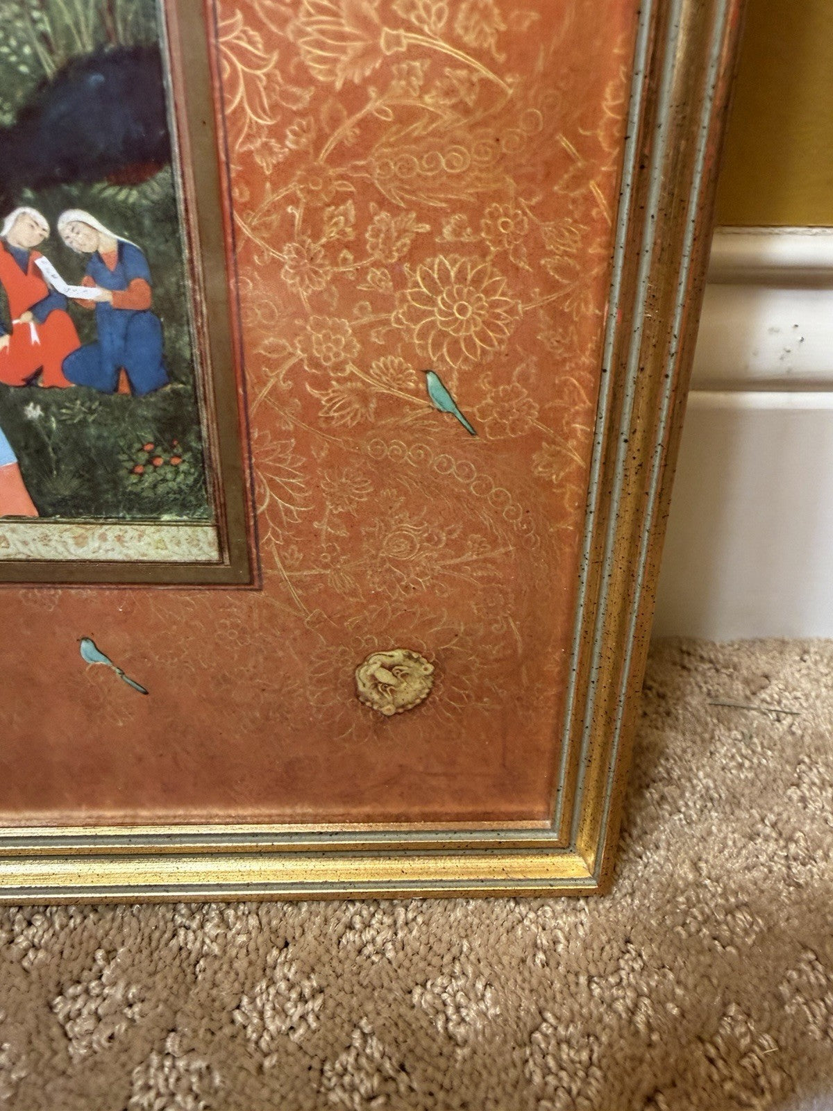 Vintage Muraqqa Gulshan Persian Miniature Art Prints Framed Set 3 Middle Eastern