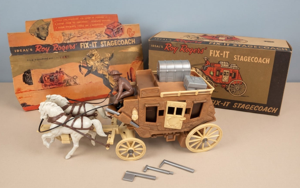 Vintage 1955 Roy Rogers Fix It Stagecoach Ideal Toy Original Box Incomplete set
