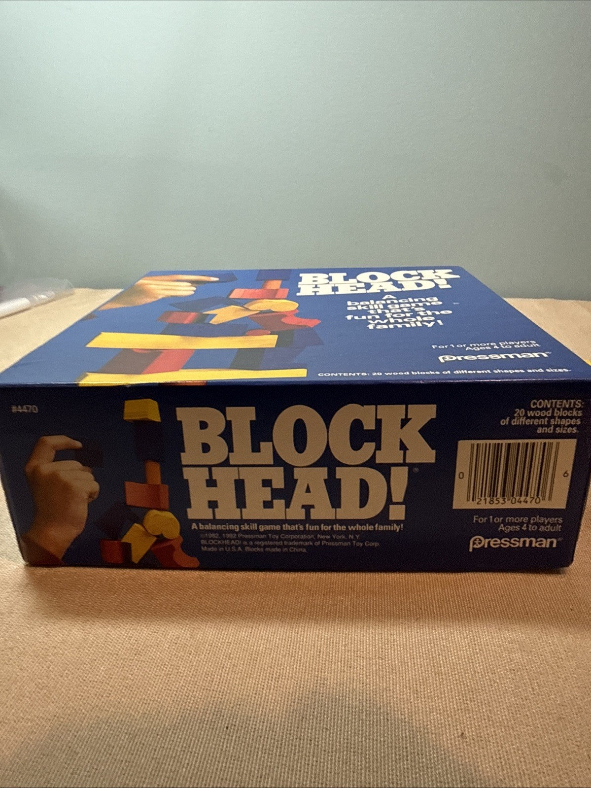Vintage 1992 Pressman Blockhead Game Complete Wooden Blocks Original Box